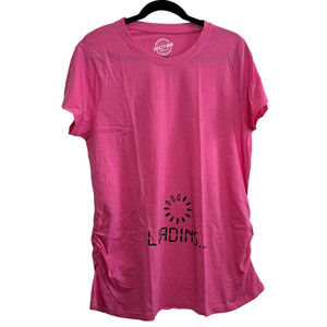 NWOT Women's Maternity Pregnancy Pink T-Shirt Crazy Dog Computer Tech Loading XL